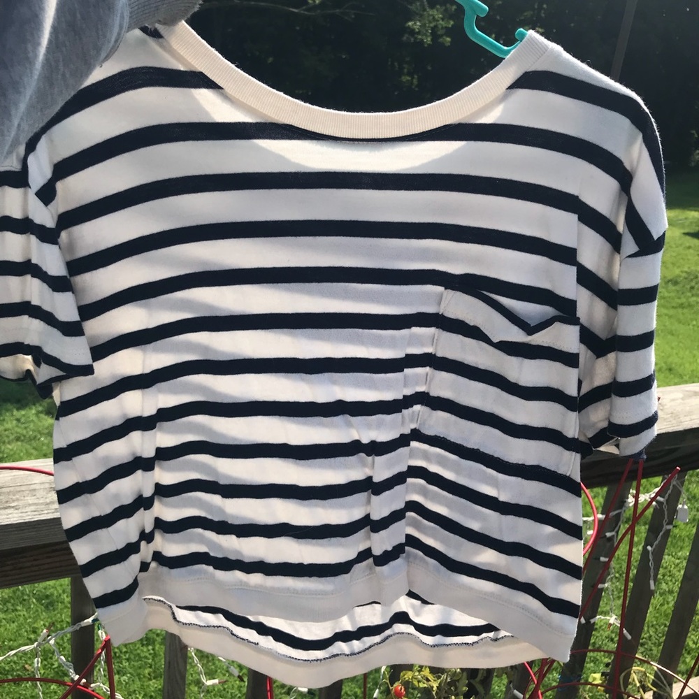 Blue and white striped crop top